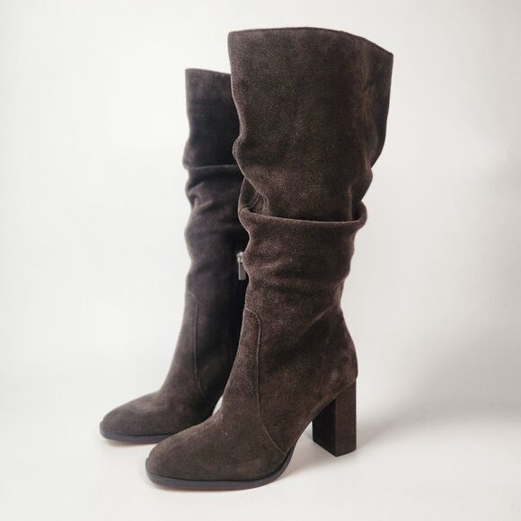 Boho Suede Boots 6.5 Cottagecore Southwestern Quite Luxury Feminine Square Toe - Picture 3 of 8